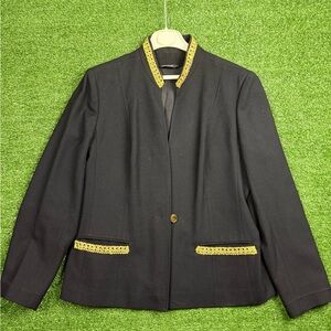 Chic Black Blazer with Gold Accents